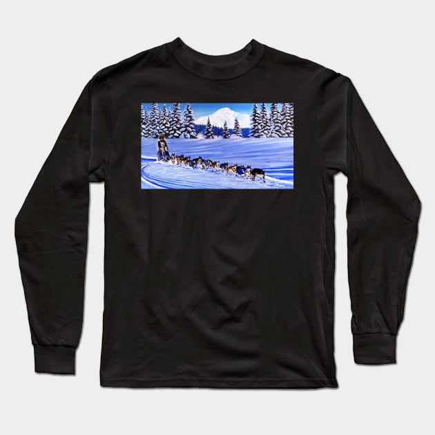 Iditarod Dream by Alaskan Artist Scott Clendaniel Long Sleeve T-Shirt by realartisbetter